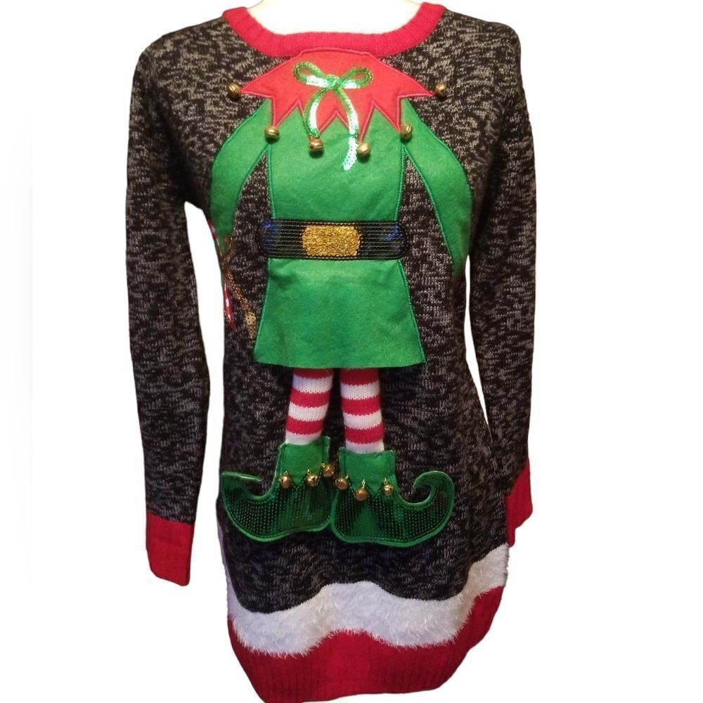 United States Sweater Holiday Dress Red,Green and Charcoal EUC SZ M - Picture 1 of 6